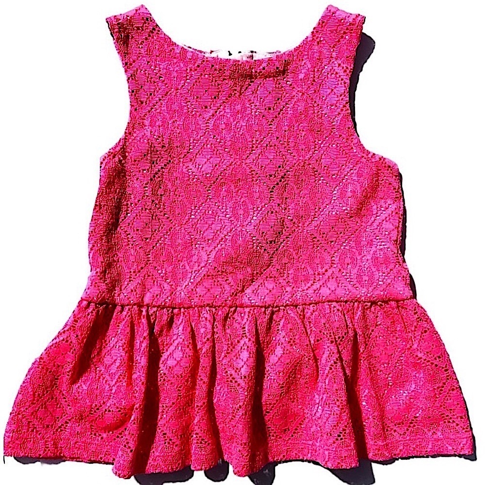 Toddler Girls 3t Oshkosh Peplum Sleeveless Pink Lace Dress Shirt Top
